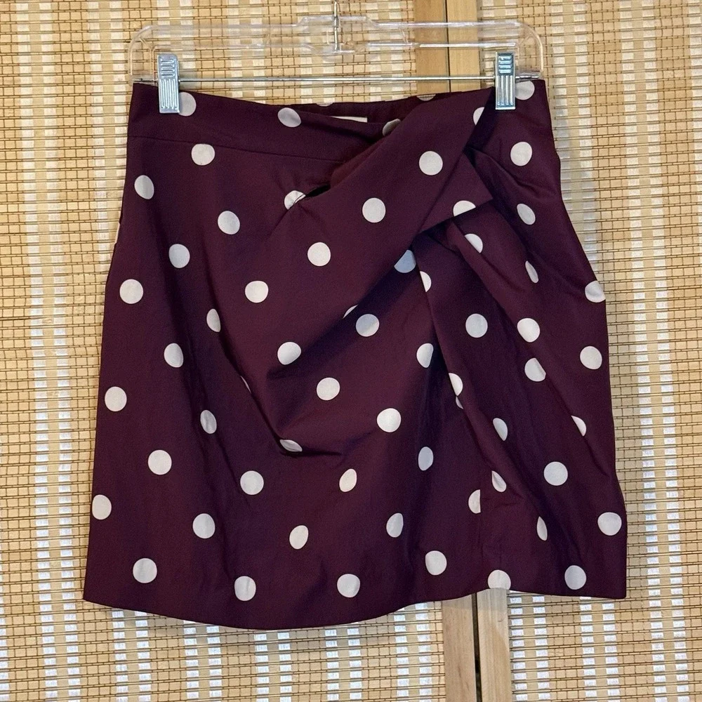 Zara Womens M Mini Skirt Eggplant Polka Dots Office Casual Preppy Streetwear
